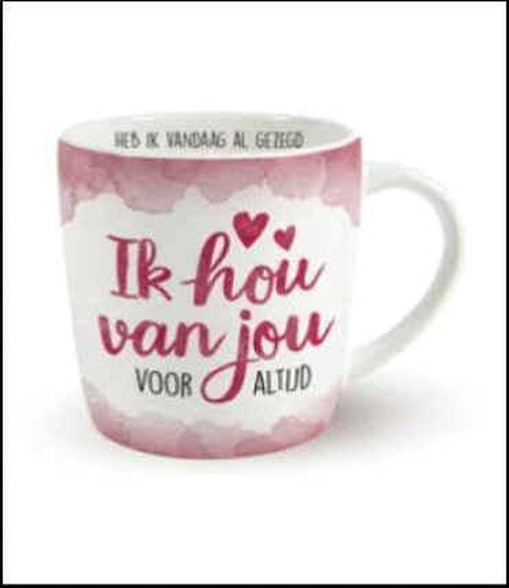 Enjoy  Mok - Ik hou van jou voor altijd - Gevuld met een luxe cocktailmix - In cadeauverpakking met gekleurd lint