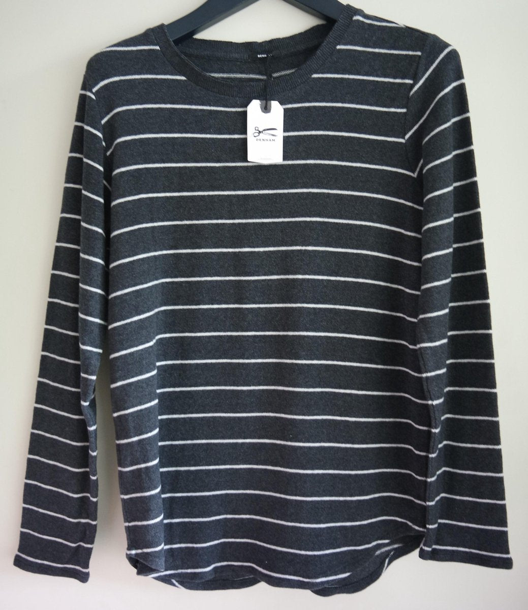 Denham Icicle Sweater - Grijs/ Wit Gestreept - Maat S