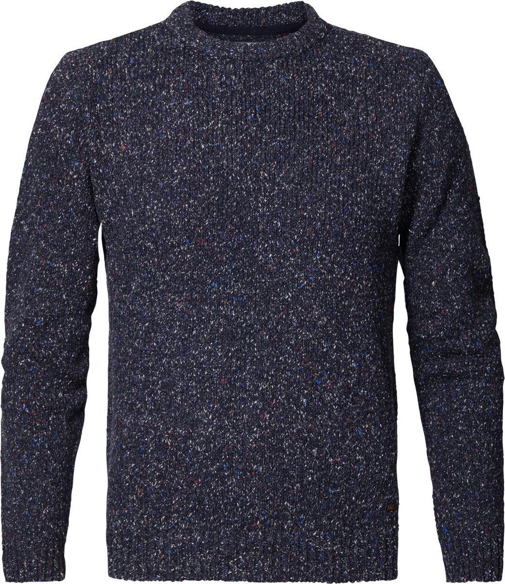 PETROL - Knitwear R-Neck - BLAUW
