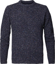 PETROL - Knitwear R-Neck - BLAUW