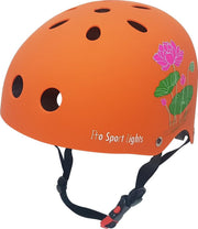 Kinderfietshelm Pro Sport Lights - skate Fietshelm voor kinderen - Oranje - bloemen - flowers - kinderhelm 53 - 60 cm