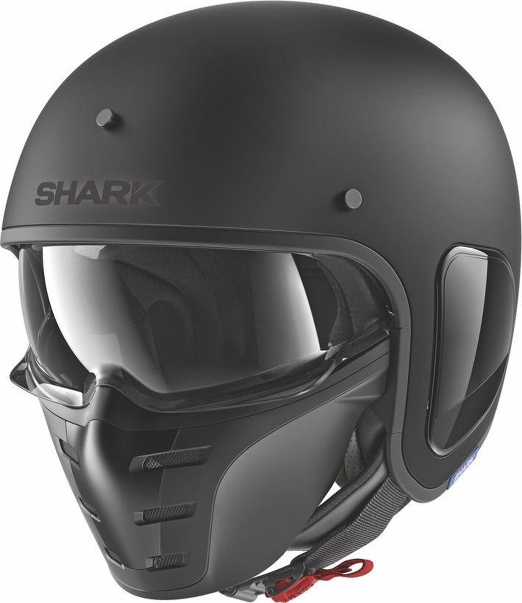 Shark S-Drak Blank Kma Mat Zwart Jethelm - Motorhelm - Maat L