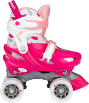 Nijdam Rolschaatsen Verstelbaar - Feather Drops - Fuchsia/Roze/Wit/Zilvergrijs - 33-36