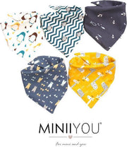 5- pack - Bandana slabbetjes - pinguin beer - 2-laags Katoen - Puntslabbetjes - kwijlslabbetjes