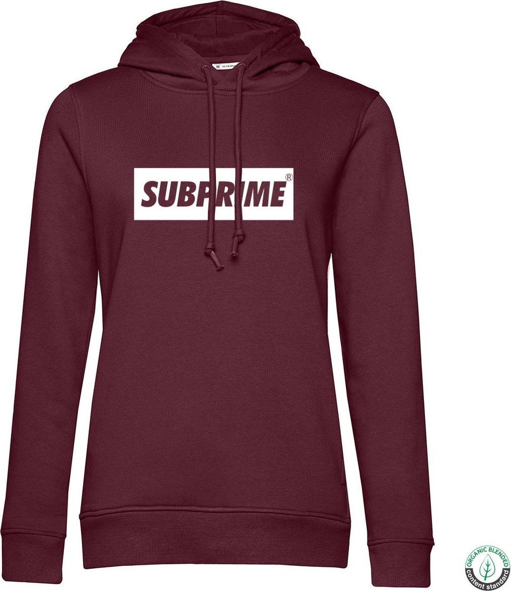 Subprime - Dames Hoodies Hoodie Block Burgundy - Rood - Maat L