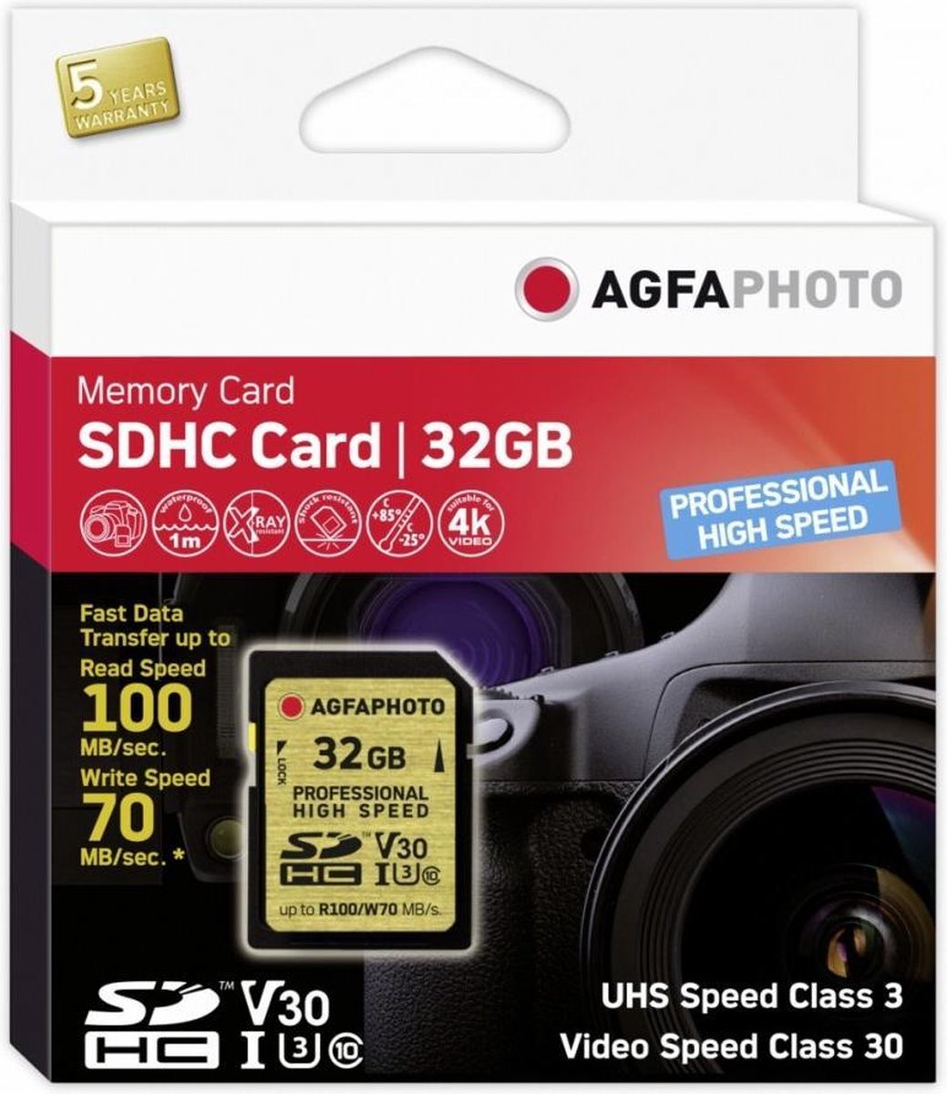Agfa Photo SDHC UHS I U3 V30 32GB Professional High Speed