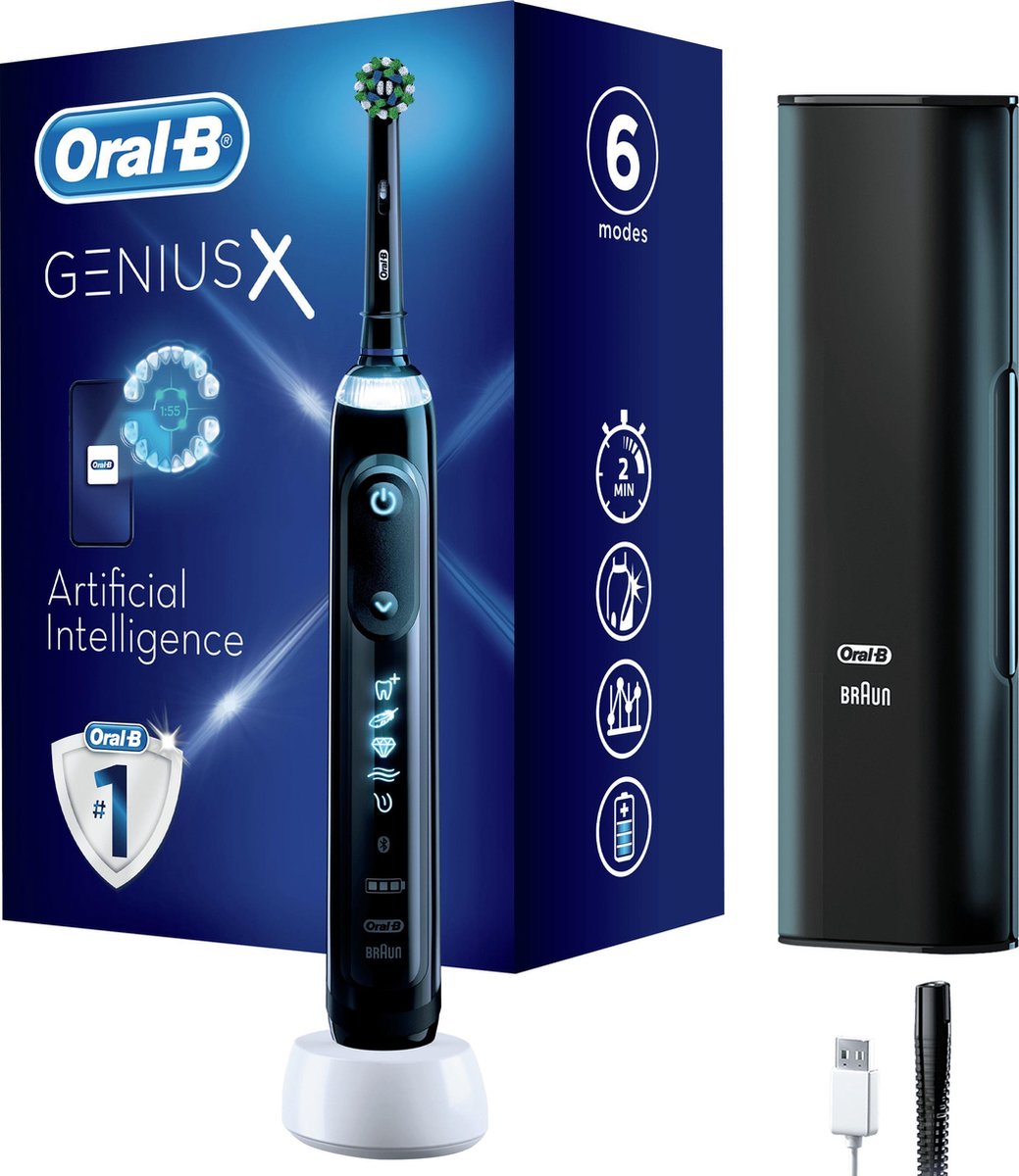 Oral-B Genius X Zwarte Elektrische Tandenborstel Ontworpen Door Braun