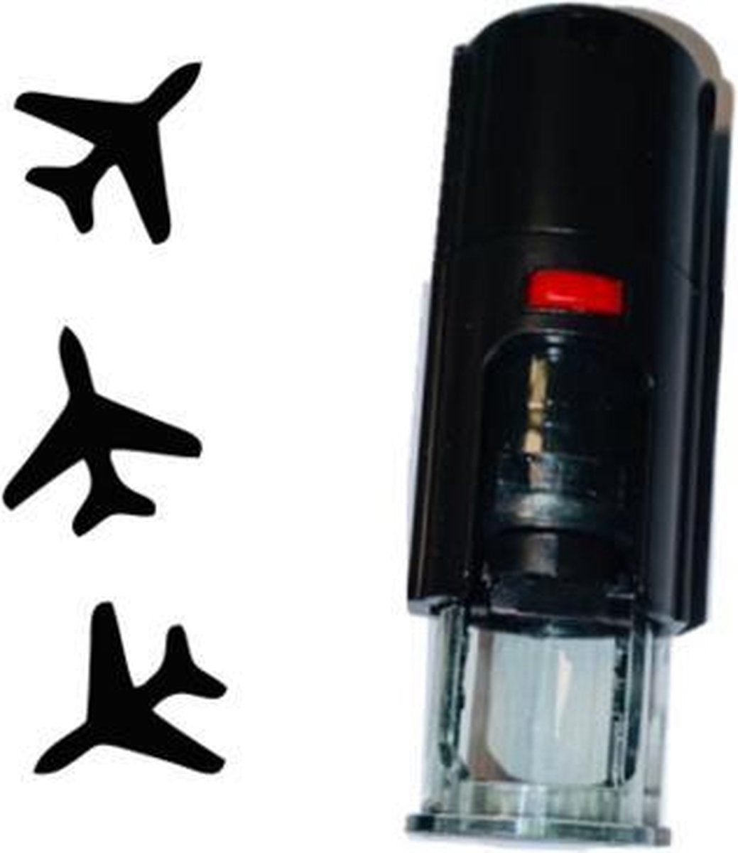 Stempel of Stempeltje van een Vliegtuig met 10mm rond met zwarte inkt
