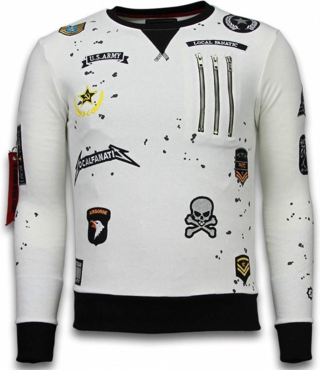 Local Fanatic Exclusief Basic Embroidery - Sweater Patches - Wit - Maten: XL