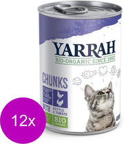 Yarrah Bio Kat Blik Chunks - Kip & Kalkoen - Kattenvoer - 12 x 405 g