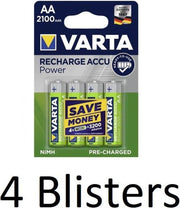 16 Stuks (4 Blisters a 4 st) Varta Oplaadbare Batterij Recharge Accu Power AA 2100mAh