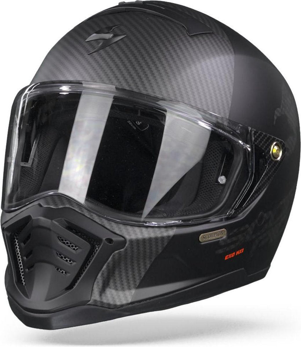 SCORPION EXO-HX1 HOSTIUM MATT BLACK SILVER FULL FACE HELMET M