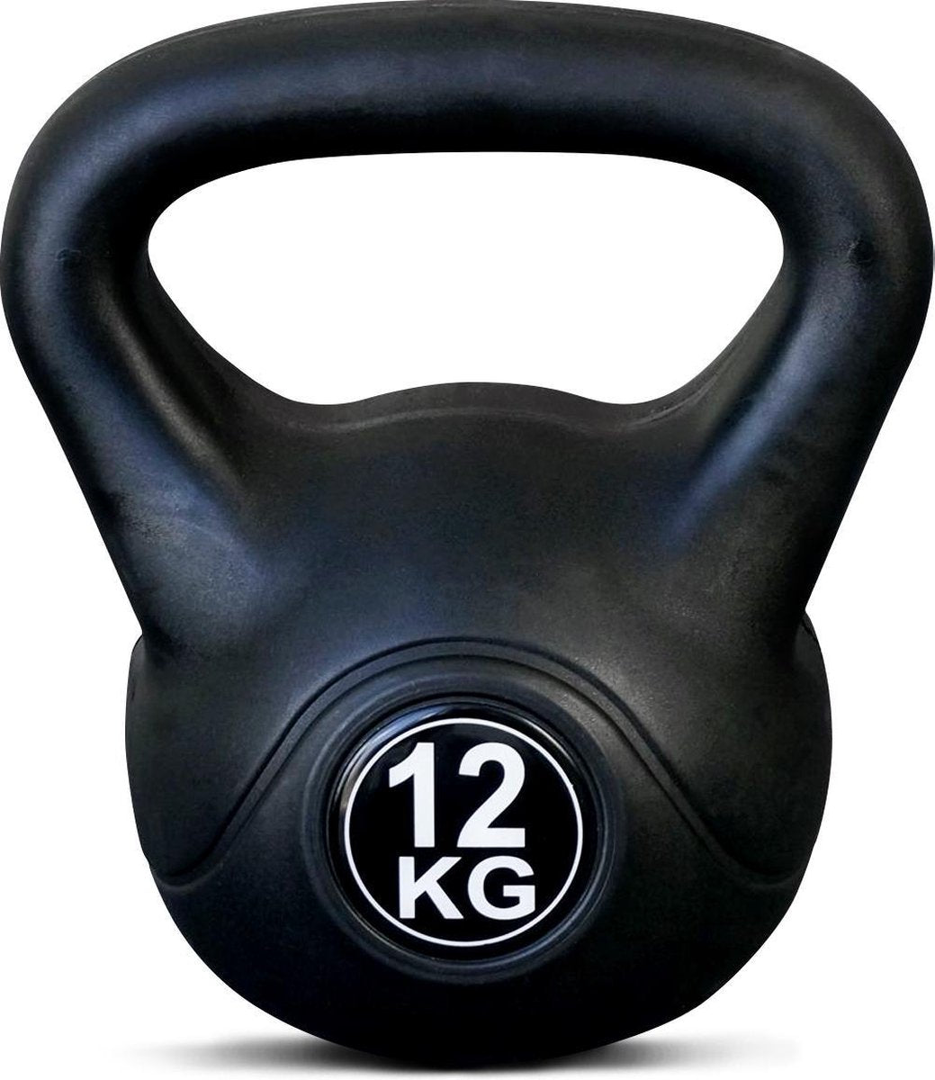 Kettlebell 12 kg voor binnen en buiten Kunststof Zwart