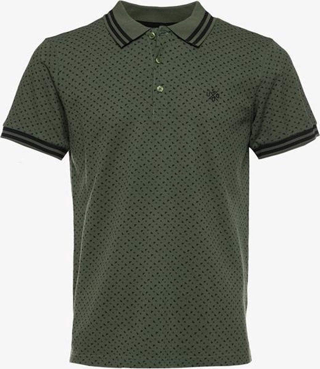 Unsigned heren polo met print - Groen - Maat 3XL