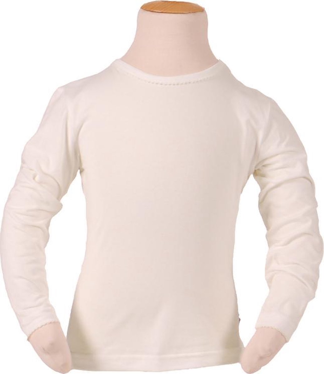 Longsleeve ivoor met sierrandje-140/146