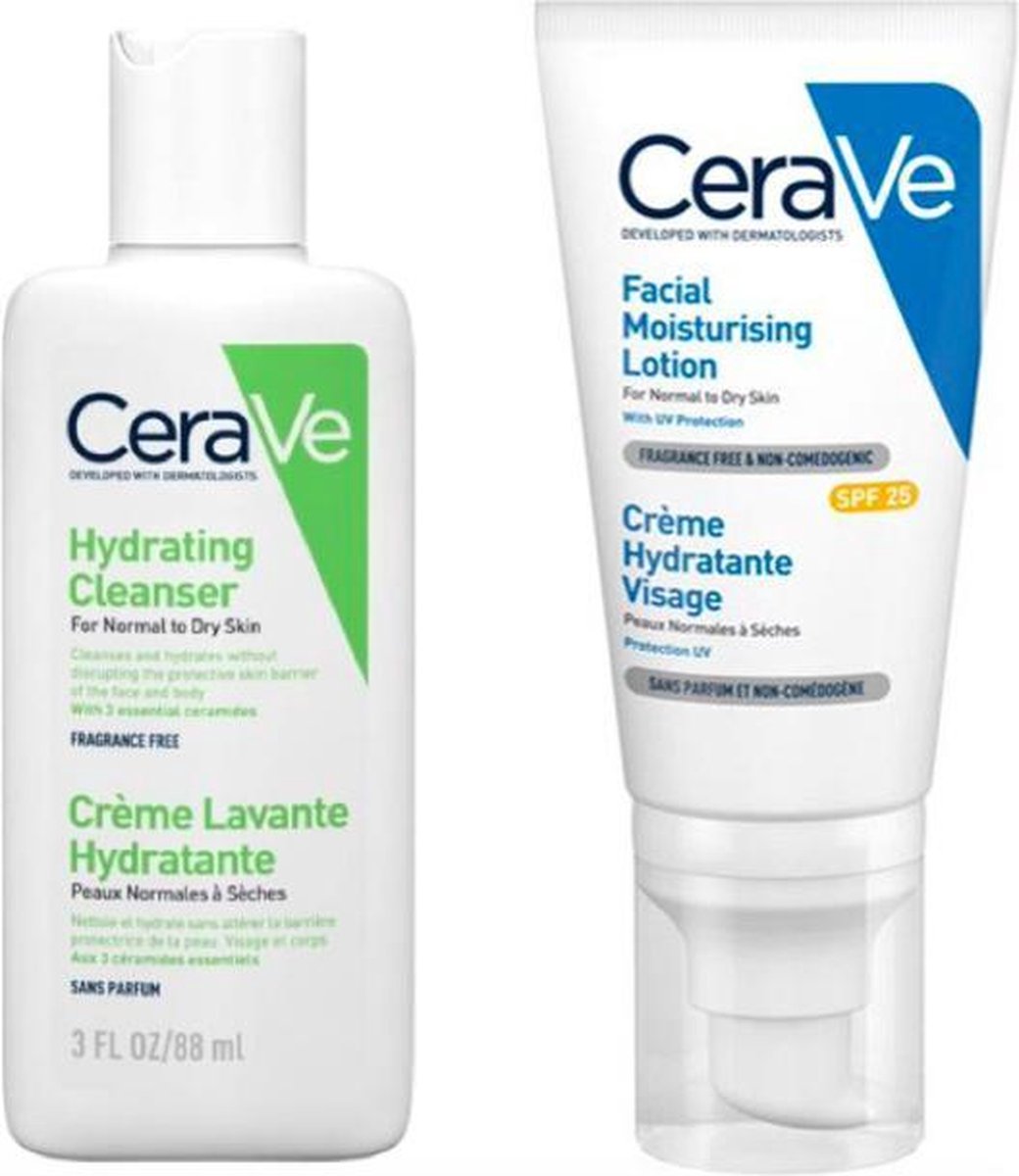 Cerave Best Selling Duo SMALL: Facial Moisturising Lotion PM SPF25 52ml + Hydrating  Cleanser 88ml