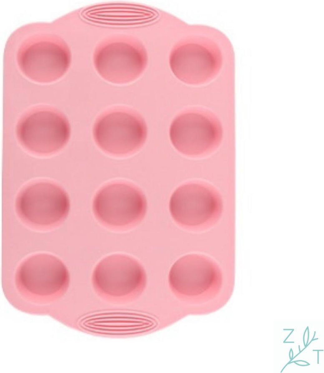 ZijTak - Mini muffin per 12 - Cupcake - Cake - Taart - Gebak - Bakken - Silicone - Roze