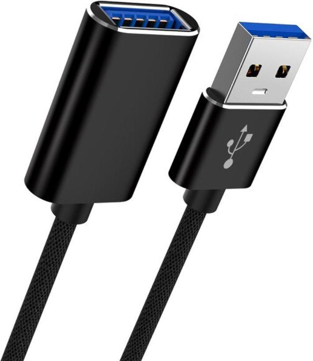 WiseGoods USB 3.0 Verlengkabel Male naar Female - Printerkabel - Kabel voor Laptop en PC - Keyboard - 1 Meter - Zwart