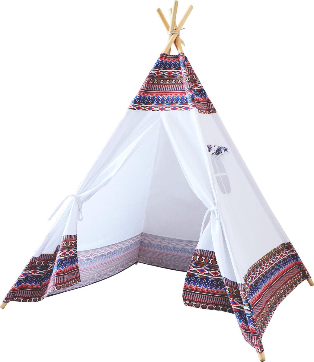 Sunny LED Tipi Tent Multikleur/wit - 60 LED lampjes - FSC houten palen - 120 x 120 x 160cm