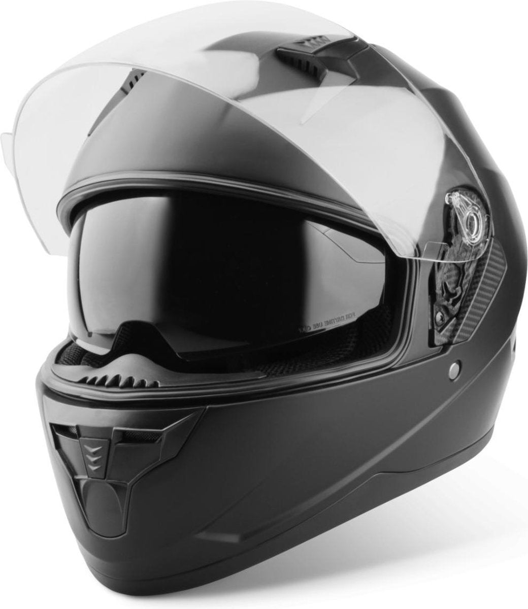 Vinz Kennet Integraalhelm met Zonnevizier / Motorhelm / Scooter helm / Brommerhelm – Mat Zwart
