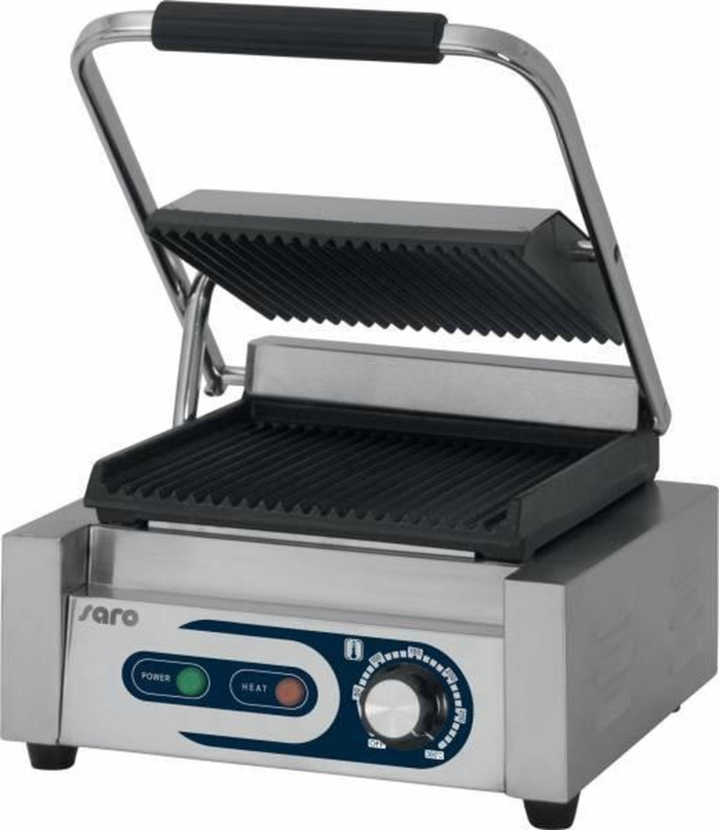 Saro Contactgrill - met vetopvang - gegroefd - 2 jaar garantie - professioneel model PG 1