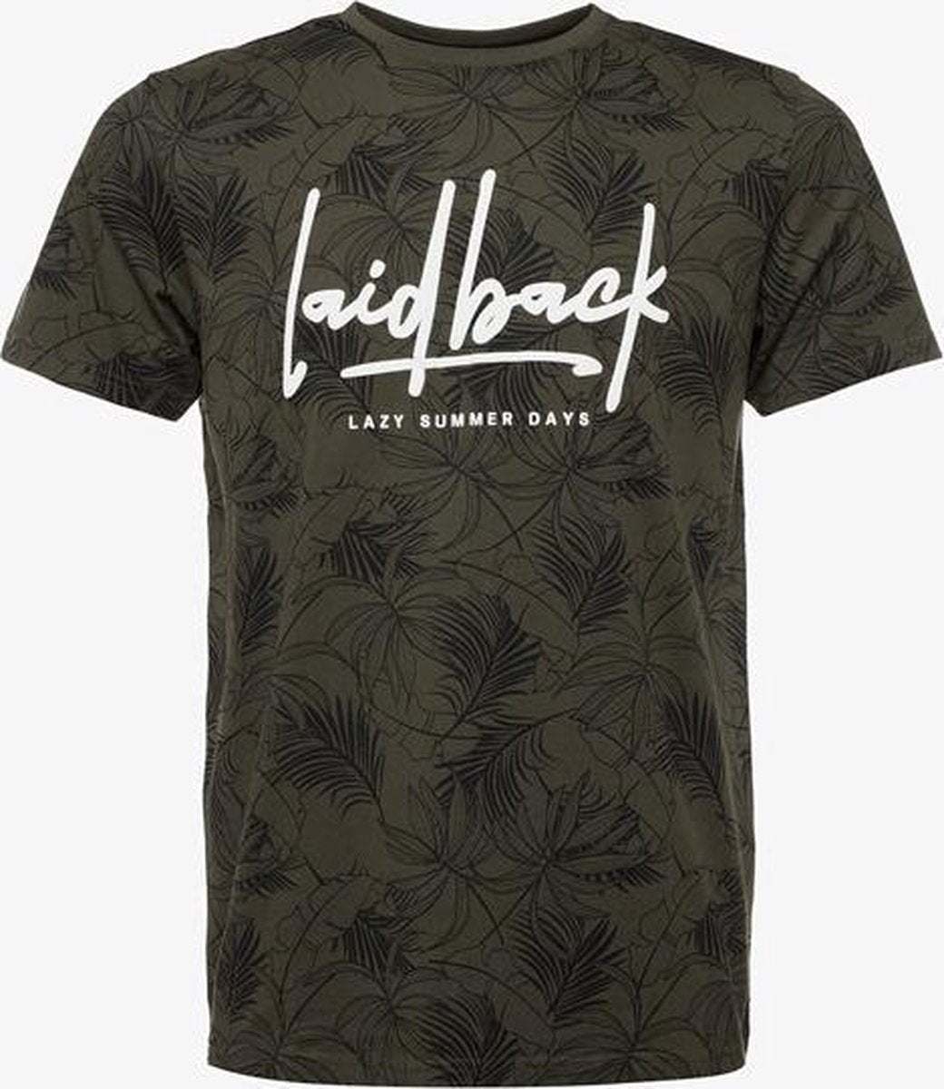Unsigned heren T-shirt met print - Groen - Maat XXL
