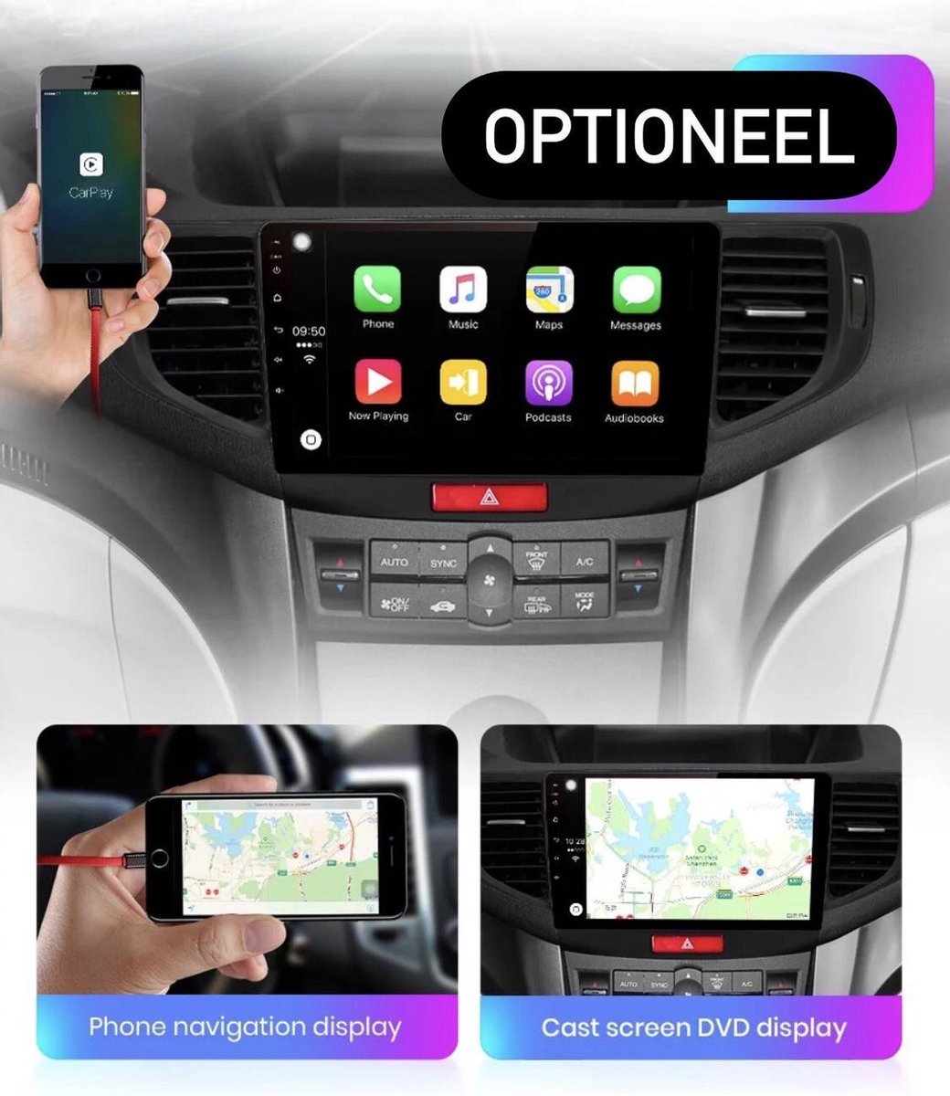 Honda Accord 2008-2012 4G Android 10 navigatie en multimediasysteem autoradio 4+64GB Bluetooth USB WiFi 8core processor DSP