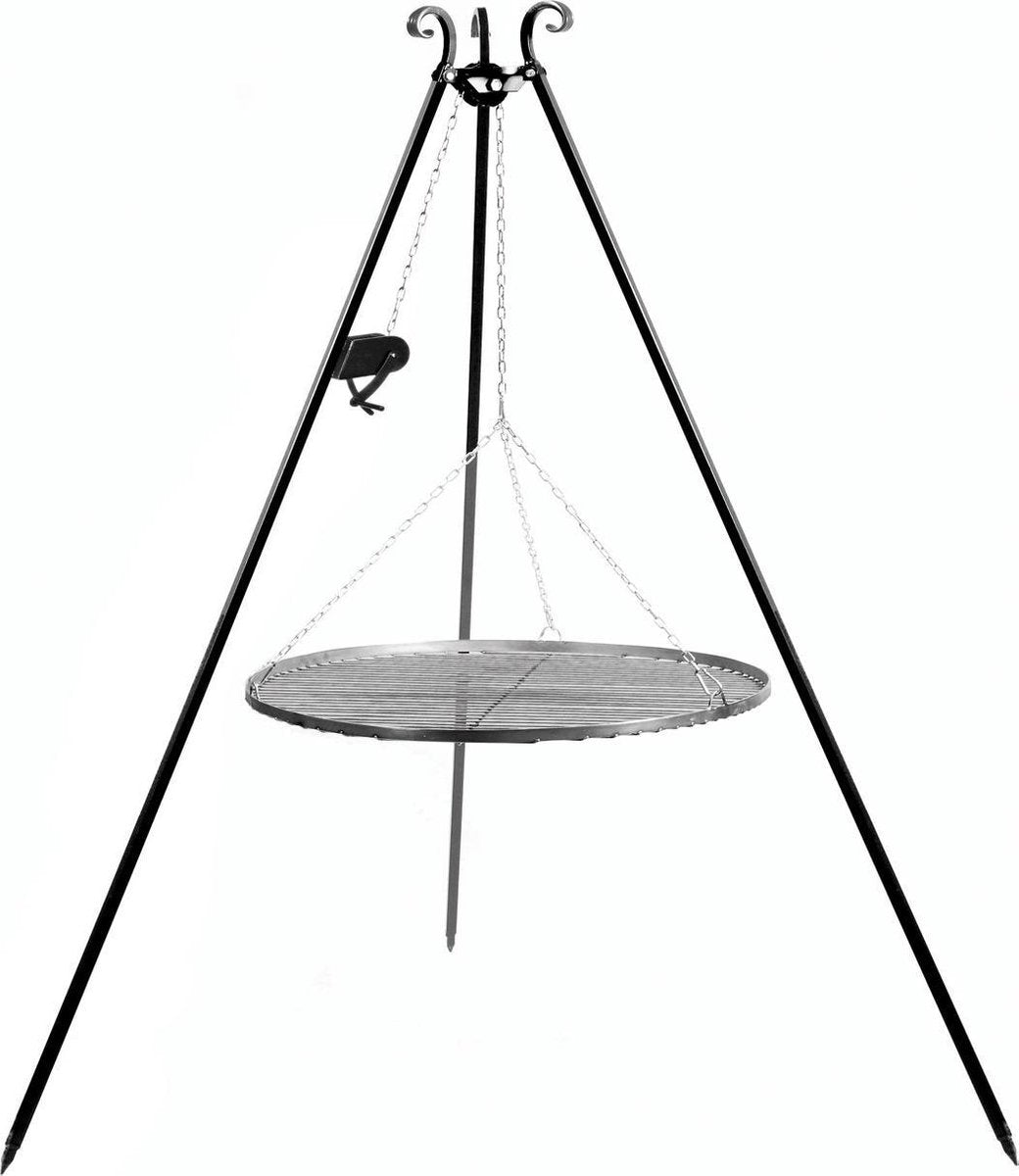 CookKing Grill Tripod 180cm Met Zwart Stalen Rooster 50cm en Haspel