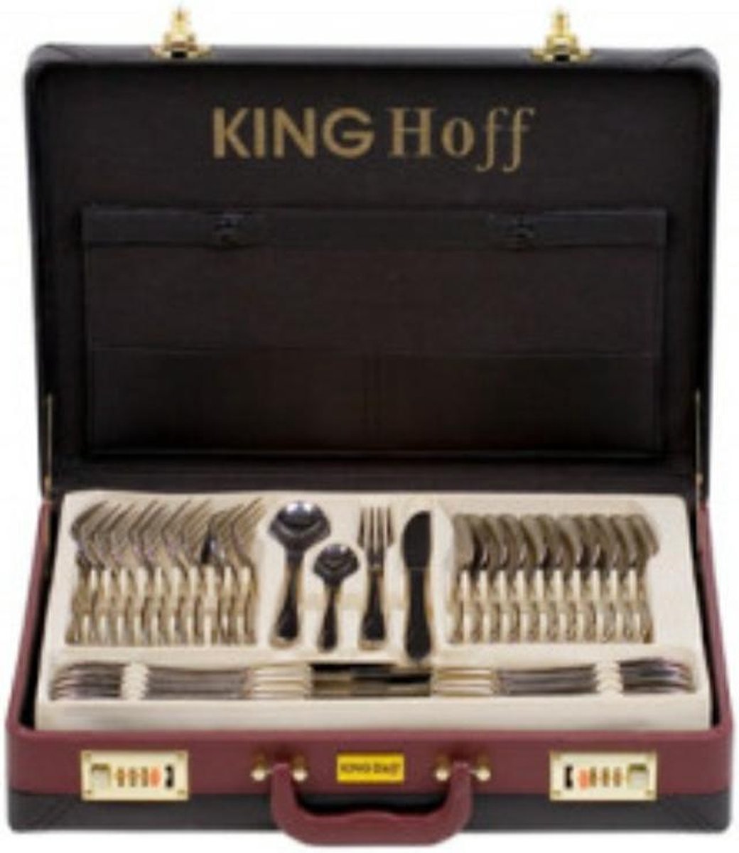 KINGHOFF bestekset - inclusief luxe koffer - zilver - 72-delig - 12 persoons