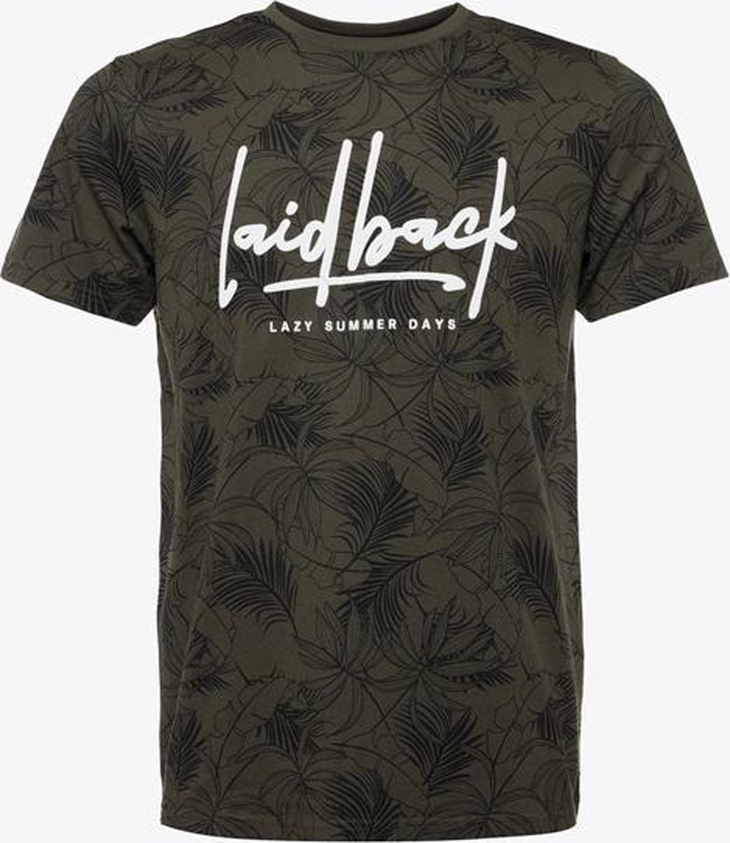 Unsigned heren T-shirt met print - Groen - Maat L