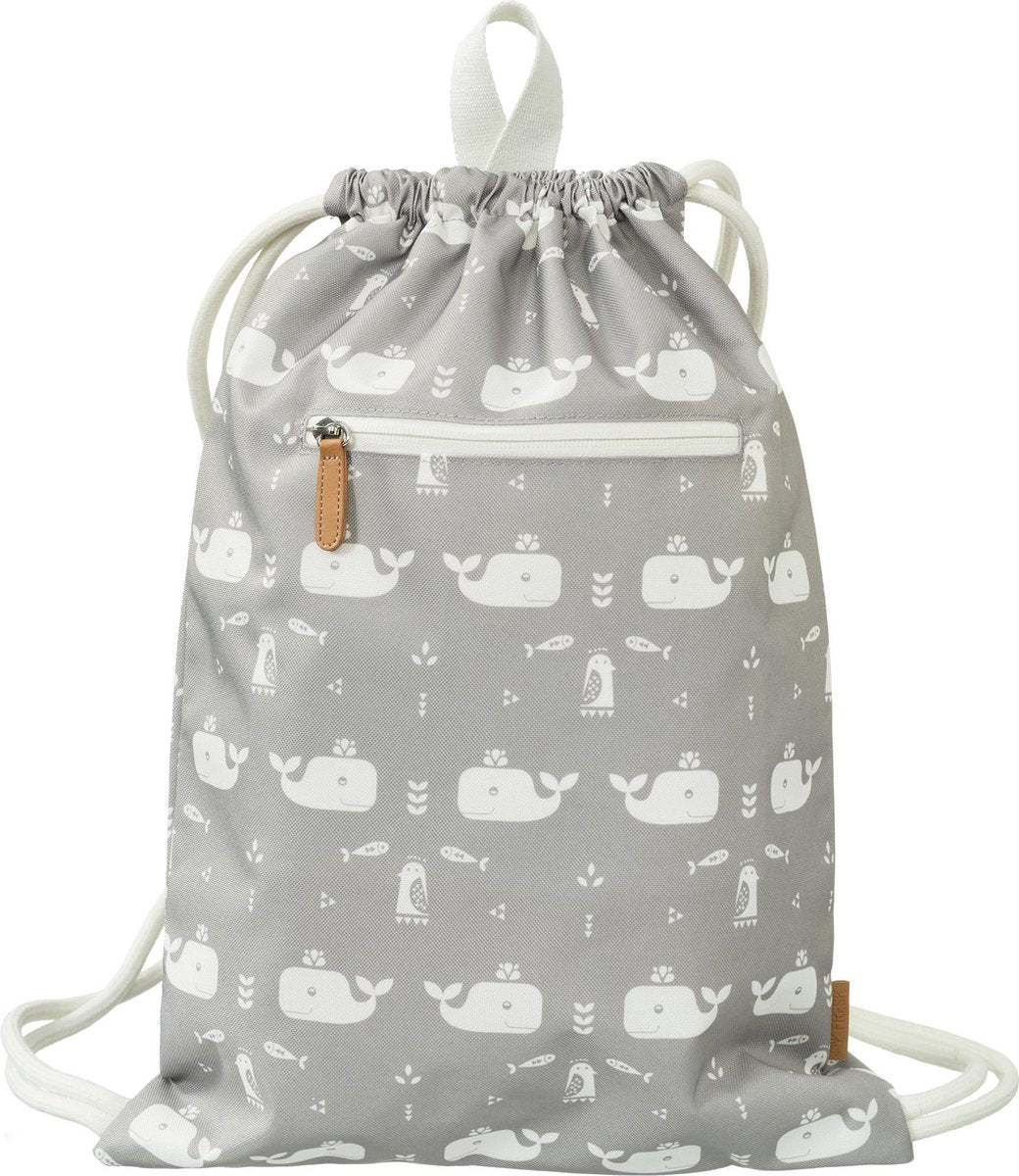 Fresk zwemtas Whale dawn grey - zwemzak - turnzak - turntas -sporttas - kind - grijs