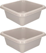 2x Vierkante afwasteiltjes / afwasbakjes grijs 7 liter - camping / handwas afwasteilen