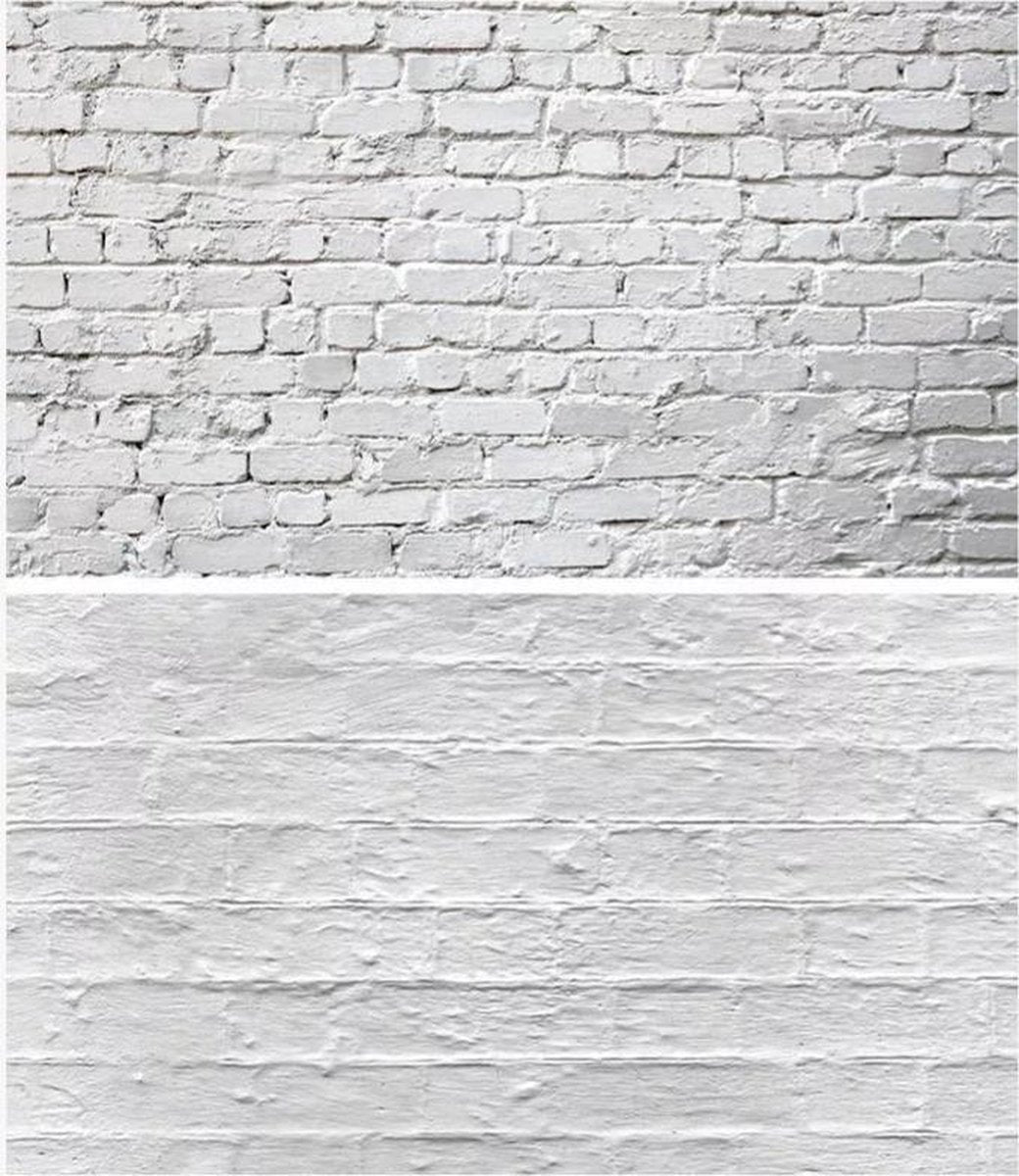 PVC achtergrond voor fotografie - Bakstenen - Wit en lichtgrijs - Dubbelzijdig - Food en product fotografie - Waterproof - 58 x 86 cm
