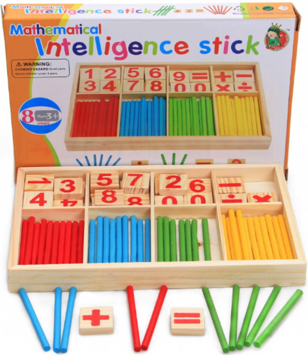 rekendoosje - leren rekenen - educatief speelgoed - rekenspelletjes - rekenstokjes - montessori speelgoed -  Blijderij