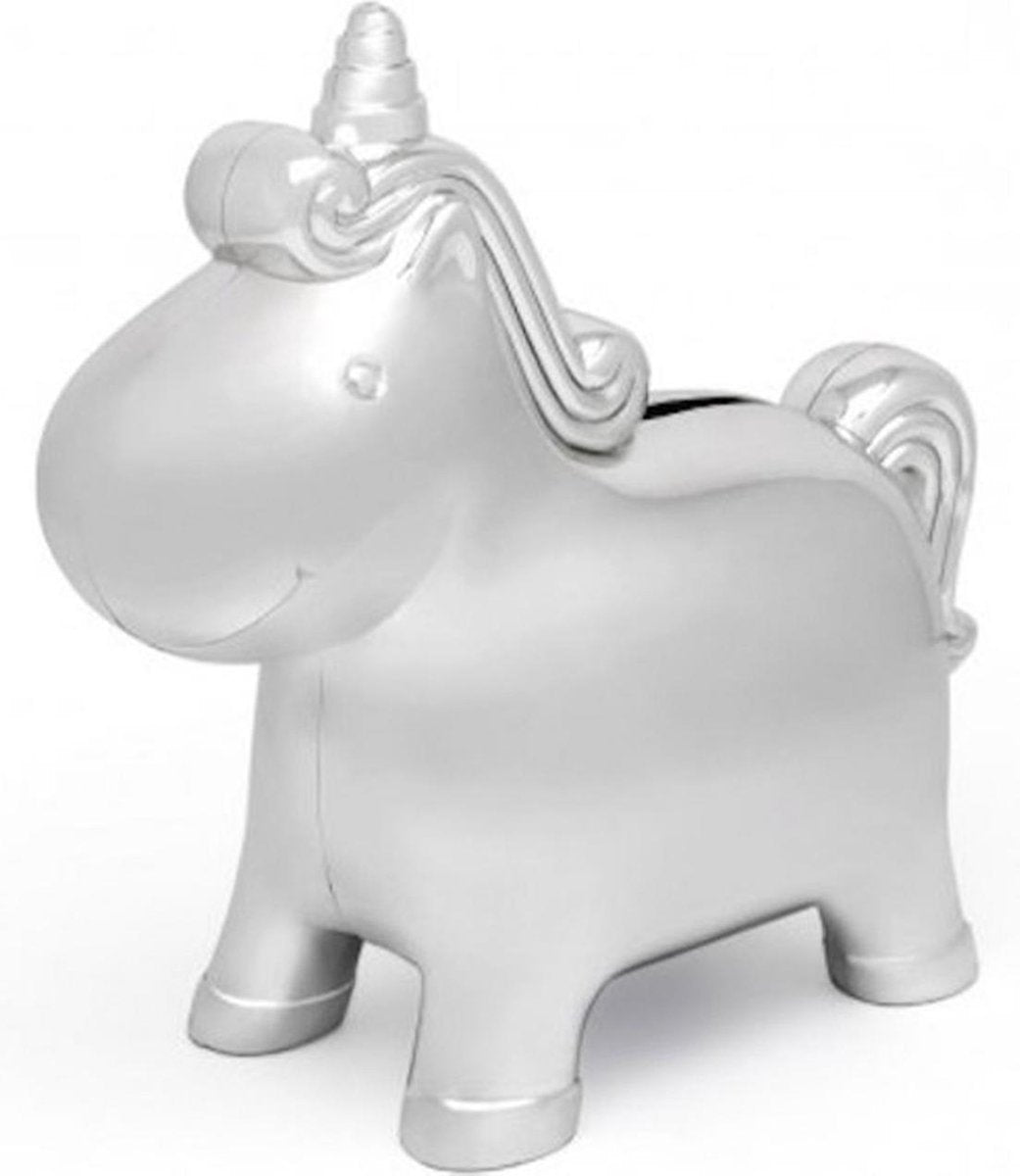 Lucardi Geschenkartikelen  - Verzilverde Spaarpot Unicorn
