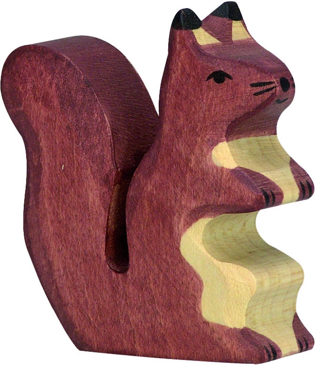 Holztiger Houten zittende donkere eekhoorn