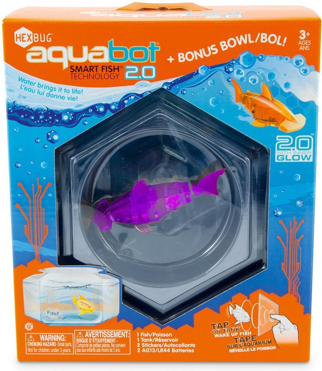 Hexbug Speelfiguur Haai Aquabot 2.0 Junior 9 X 7 Cm Paars 4-delig