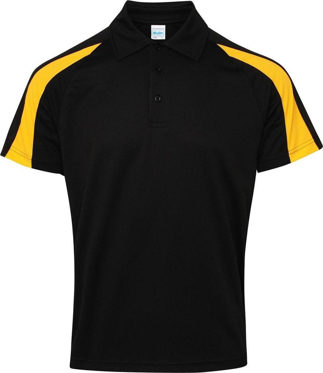 Awdis Gewoon Cool Mens Korte Mouw Contrast Paneel Poloshirt (Jet Zwart/Goud)