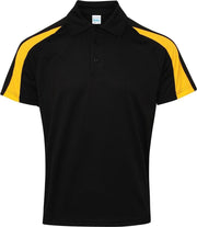 Awdis Gewoon Cool Mens Korte Mouw Contrast Paneel Poloshirt (Jet Zwart/Goud)