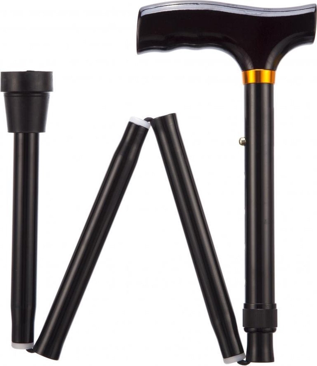 Opvouwbare wandelstok - zwart 74 - 84 cm