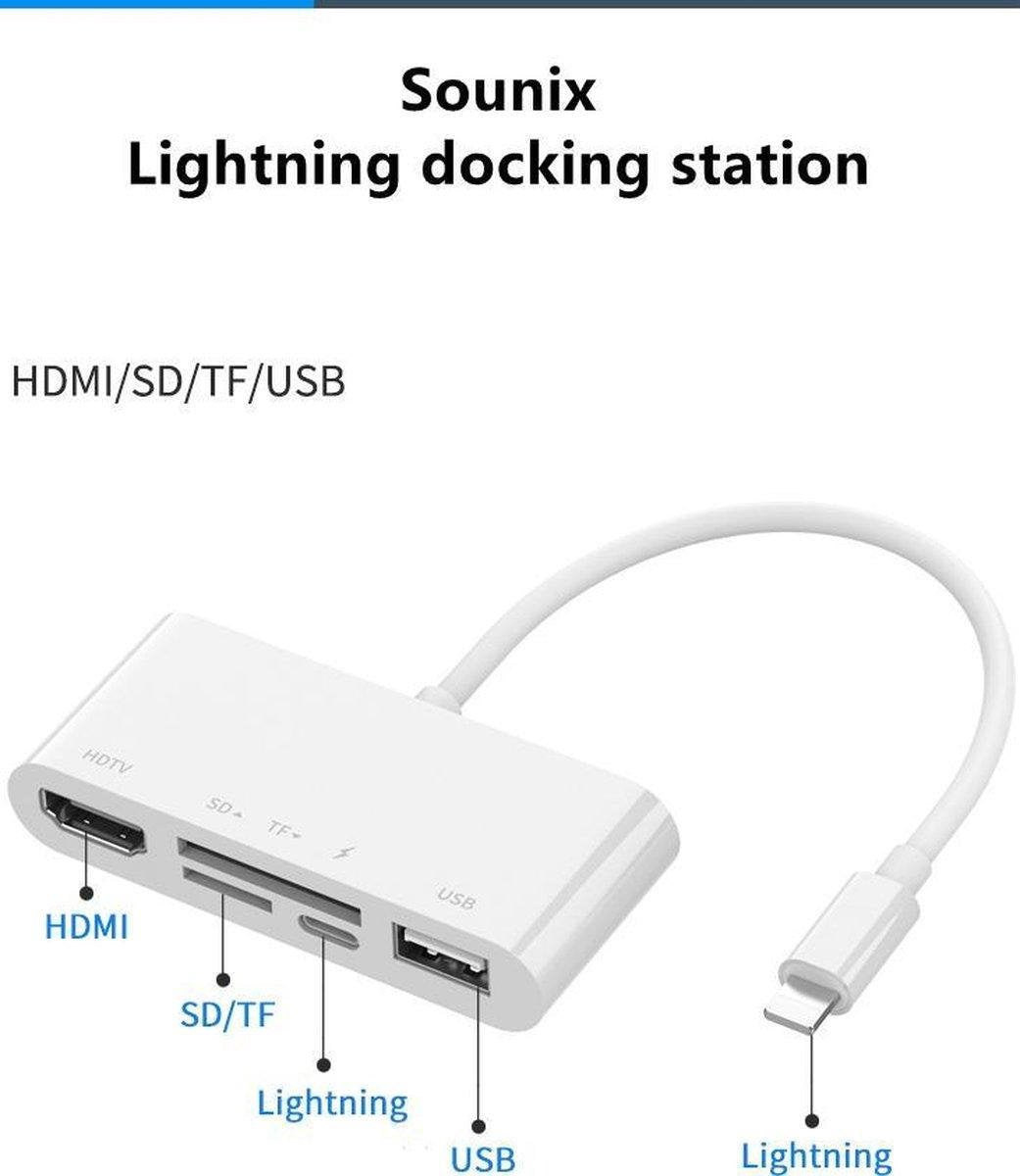 Sounix Lightning docking station voor Apple-HDMI 2K@60Hz- SD/TF - USB
