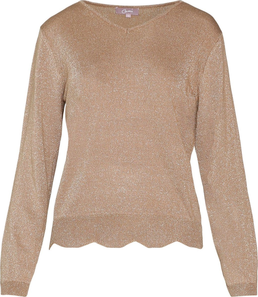 Cassis - Truitje met lurex en geschulpte boord - Beige