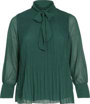Paprika Dames Plisséblouse met strikkraag - Maat 7XL (54)