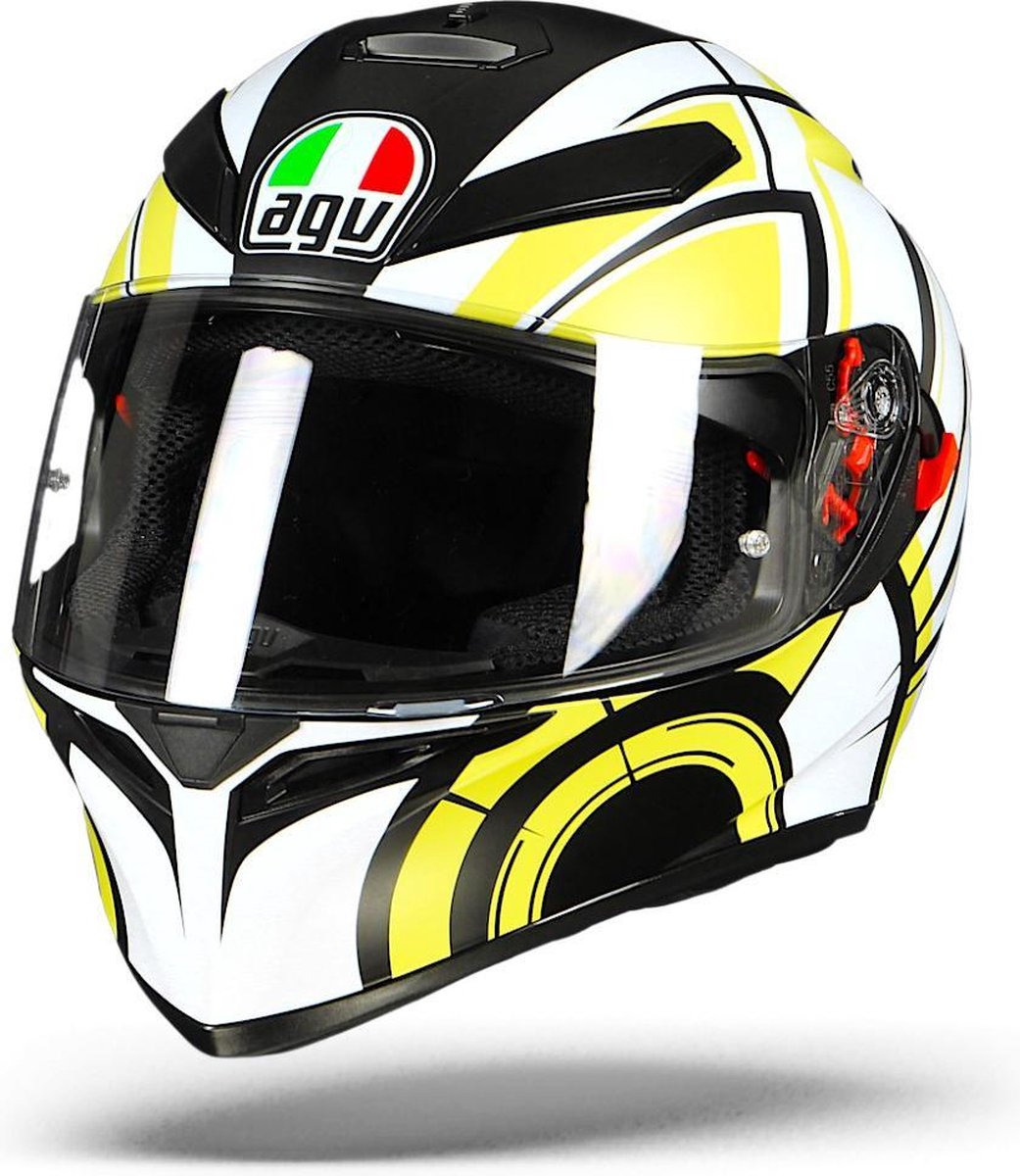 Agv K-3 SV Avior Mat Wit Lime Integraalhelm - Motorhelm - Maat XS