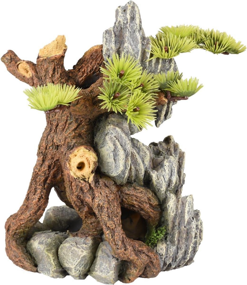 Aquarium decoratie Dio Wortels met Plant  - 14 x 12 x 20 cm
