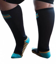 Sportsok met mesh panel - zwart - turquoise 41 - 43 - XpandaSport