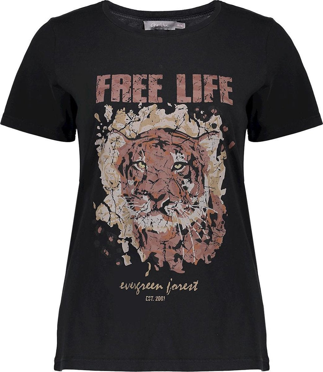 T Shirt Tiger Head Garment Dye 12537 24 Black