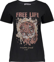 T Shirt Tiger Head Garment Dye 12537 24 Black