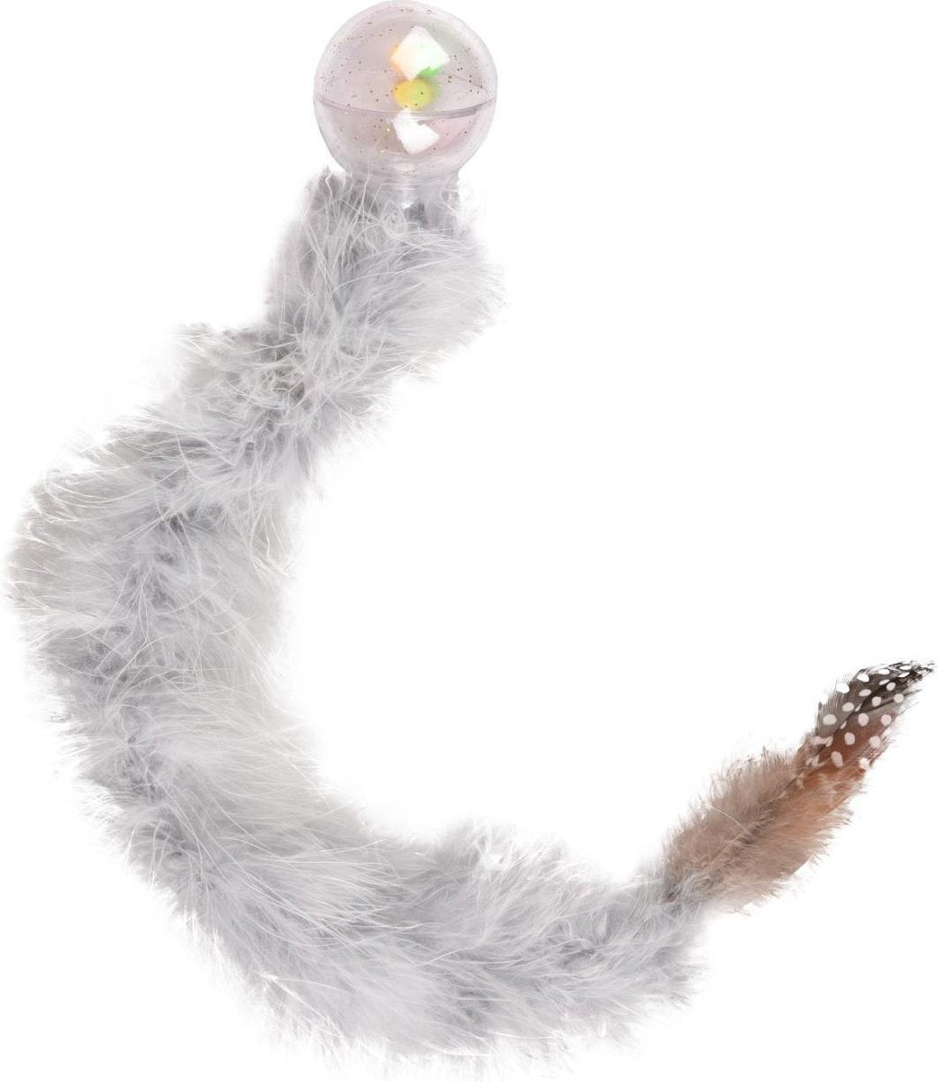 Ratelbal met verenstaart 45 cm assorti Flamingo