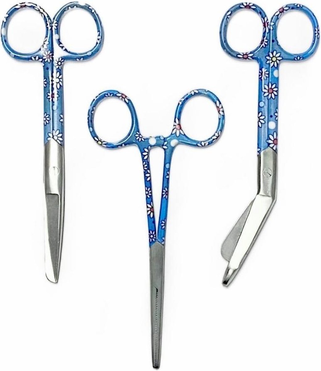 Set Verbandschaar + Chirurgische schaar + Kocher - Print Dazzeling Daizies